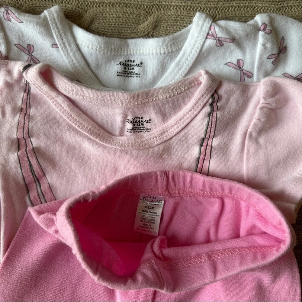 EUC Little Treasures 5pc Baby Girl Outfit Set, Pink Ballet, 9-12 Months